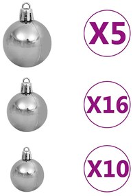 Árvore Natal artificial pré-iluminada c/ bolas 210 cm branco