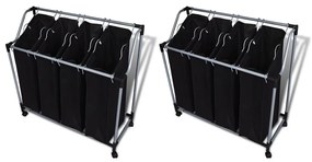 Separadores de roupa suja com sacos 2 pcs preto e cinzento