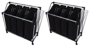 vidaXL Separadores de roupa suja com sacos 2 pcs preto e cinzento
