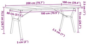 Mesa de jantar estrutura X 200x100x75,5 cm pinho/ferro fundido