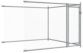 Jaula para cão com portas 10x2x1,5 m aço galvanizado cinzento