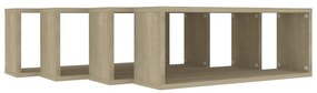 Prateleiras parede forma de cubo 4 pcs carvalho sonoma