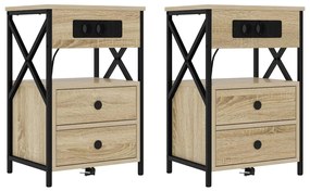 Armário de Cabeceira 2 pcs Carvalho sonoma 40 x 31 x 60 cm