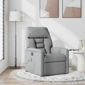Poltrona de massagens reclinável tecido cinzento-claro