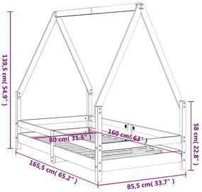 Estrutura de cama infantil 80x160 cm pinho maciço branco