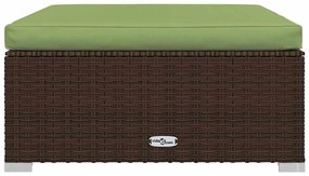 Apoio de pés p/ jardim c/ almofadão 70x70x30cm vime PE castanho