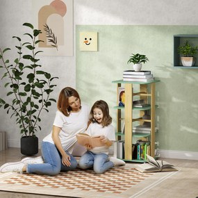 Estante infantil com rodas 48C x 48L x 99,5A cm, estante para livros infantis de 3 níveis para sala de jogos, quarto de criança, verde