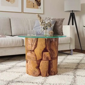 vidaXL Mesa de centro 60 cm madeira flutuante de teca maciça