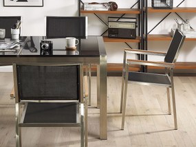Conjunto de mesa com tampo em vidro temperado 180 x 90 cm e 6 cadeiras rattan sintético GROSSETO Beliani