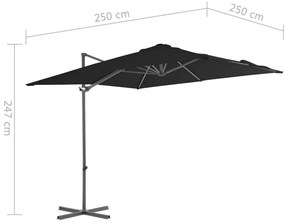 Guarda-sol de jardim cantilever c/ poste aço 250x250 cm preto