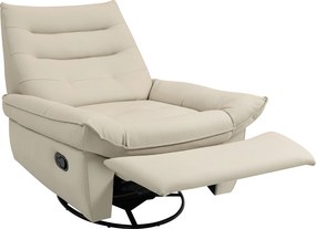 Poltrona Relax Reclinável Manual Giratória Função Baloiço Estofada em PU Reclinável até 135º 97x94x98 cm Creme