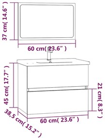2 pcs conjunto móveis WC derivados de madeira sonoma cinza