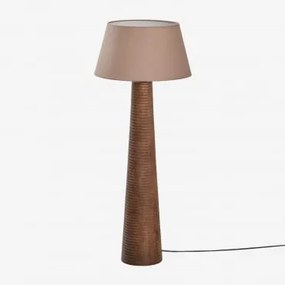 Candeeiro De Pé Em Madeira De Manga Malva ↑70 Cm & Moka Castanho Ø40 Cm Monaco - Sklum