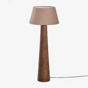Candeeiro De Pé Em Madeira De Manga Malva Moka Castanho Ø40 Cm - ↑25 Cm Monaco - Sklum