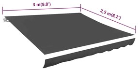 Lona para toldo antracite 300x250 cm