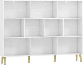 HOMCOM Estante para Livros com 10 Compartimentos e Pés em Madeira Maciça 140x24x107 cm Branco | Aosom Portugal