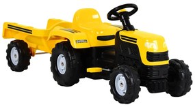vidaXL Trator com pedais infantil com reboque amarelo
