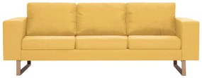 Sofá de 3 lugares em tecido amarelo