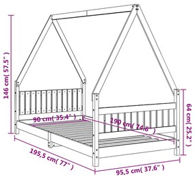 Estrutura de cama infantil 90x190 cm pinho maciço branco