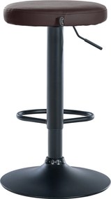 Conjunto de 2 bancos altos em couro sintético de estrutura preta 60-81 x 38,5 cm castanho