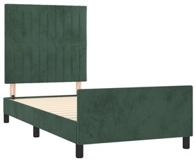 Estrutura de cama sem colchão 90x200 cm veludo verde-escuro