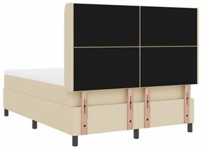 Cama com Estrado e Colchão - Creme - 140x190 cm - Tecido