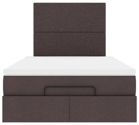 Estrutura de cama otomana com colchão 120x190cm castanho escuro