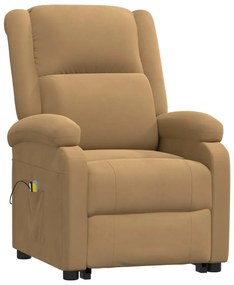 Poltrona elevatória de massagens veludo castanho