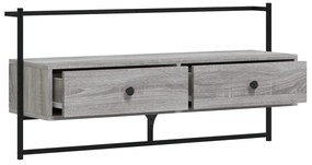 Móvel TV de parede 100,5x30x51cm deriv. madeira cinzento sonoma