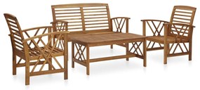 4 pcs conjunto lounge de jardim madeira de acácia maciça