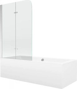 Mexen Cube banheira retangular 180 x 80 cm com revestimento e painel de duche de 2 portas 100 cm, transparente, cromado
