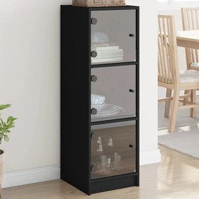 vidaXL Aparador alto c/ portas de vidro 35x37x109 cm preto