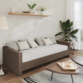 vidaXL Sofá-cama c/ colchão e USB 90x200 cm tecido cinza-acastanhado