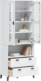 vidaXL Aparador alto VIKEN 80x40x200 cm madeira de pinho maciça branco