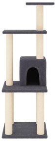 Árvore p/ gatos c/ postes arranhadores sisal 105cm cinza-escuro