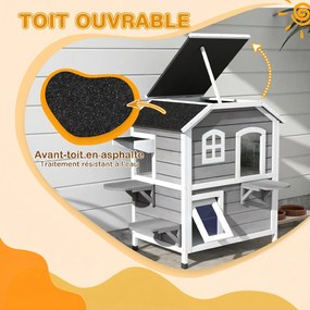 Casa Exterior para Gatos, 99,5 x 76 x 91 cm, Telhado de Abrir, Cinzento
