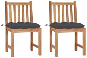 Cadeiras de jardim c/ almofadões 2 pcs teca maciça