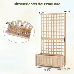 Floreira com Treliça, 76 x 32 x 143 cm, Função 2 em 1, natural