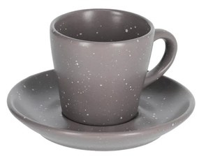 Kave Home - Chávena de café com pires Aratani de cerâmica cinza-escuro