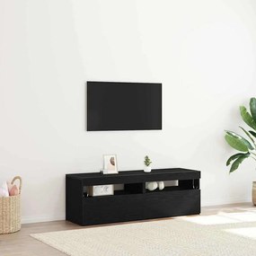 vidaXL Armários de TV com luzes LED 2 pcs Carvalho Preto 60x35x40 cm Madeira de Engenharia