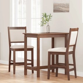 Bancos de bar com almofadões 2pcs madeira de seringueira maciça