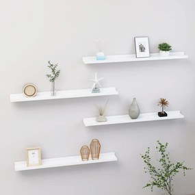 vidaXL Prateleiras de parede 4 pcs 80x9x3 cm branco