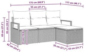 Conjunto de Sofá de Jardim vidaXL em 4 Peças com Almofadas Cinzas de R