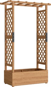 Outsunny Canteiro elevado com treliça e telhado, para flores, frutas, legumes, ervas, 110 x 44 x 181 cm, madeira, Laranja | Aosom Portugal