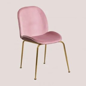 Pacote de 4 cadeiras de jantar Pary Velvet Pêonia & Dourado - Sklum