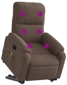 Poltrona de massagens elétrica elevatória microfibra castanho