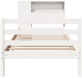 Cama com estante sem colchão 100x200 cm pinho maciço branco