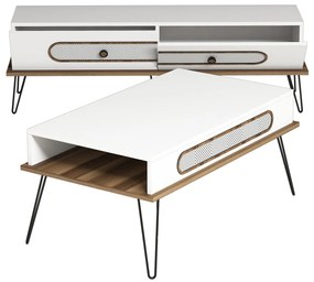Conjunto de Mobiliário de Sala de Estar Ekol – Branco – TV Unit: 145x4
