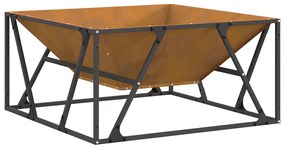 Fogo Pit Quadrado 80x80x40 cm Aço Envelhecido
