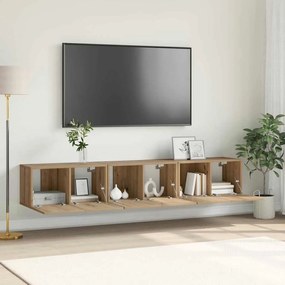 vidaXL Conjunto de Gabinete para TV Carvalho Artesanal MDF, Folheado Médio